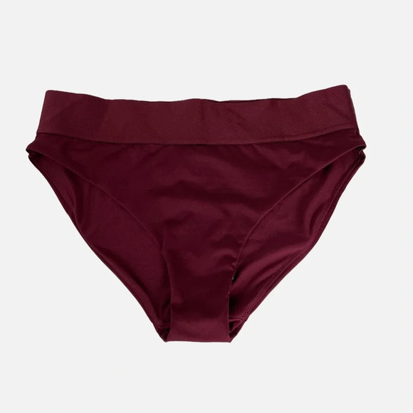 H&M Swim Wear Bottoms Size 6 NWT Maroon High Rise Summer Beach Swimsuit - Picture 1 of 6